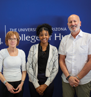 Paul and Dale Adamsbaum with UA sophomore Samia Hartley Paul and Dale Adamsbaum with UA sophomore Samia Hartley